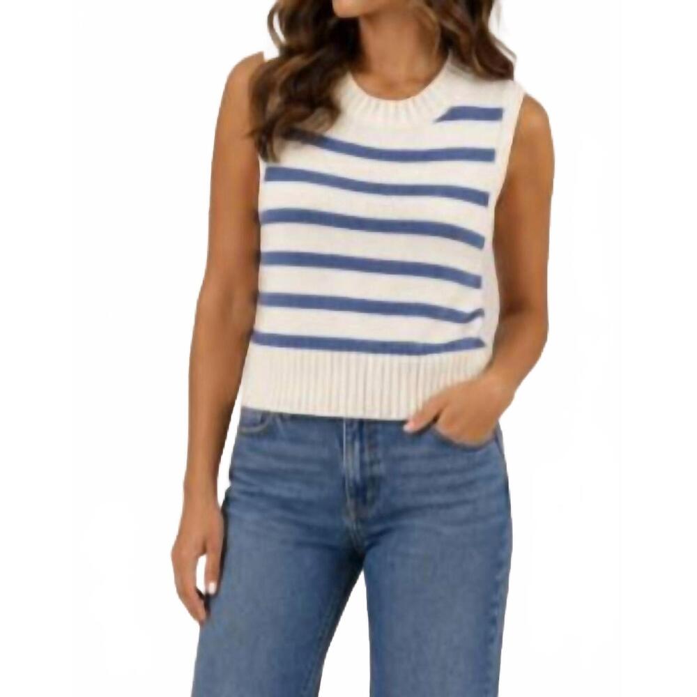 NEW PISSENLIT cotton cashmere shell in ivory/indigo